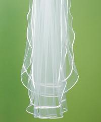 Two Tier Soft Tulle Veil with Double Border of Satin & Pearls