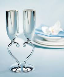 8028 Interlocking Heart Toasting Flutes with Blue Crystals