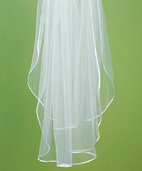 Two Tier Soft Tulle Veil with Satin Ribbon Edge