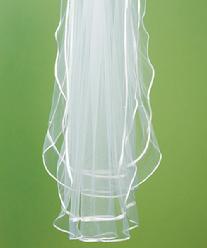 Two Tier Soft Tulle Veil with Double Border of Satin & Pearls