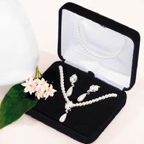 8301 Double White Pearls with Drop Pearl 3 Piece Set