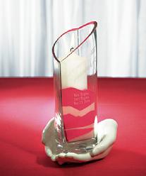 8652 Heart Shaped Glass Memorial Vase with Loving Hands 