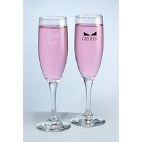 86702 Bride and Groom Champagne Toasting Flutes 