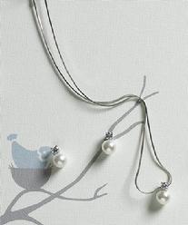 White Pearl Crystal Necklace & Earrings