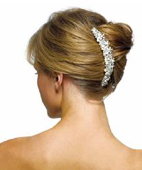 8759 Ivory Pearls & Crystal Flowers Hair Comb