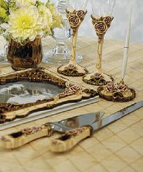 9295 Elegant Vintage Rose Cake Knife Set