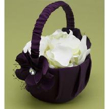 11232 Floral Fantasy Flower Girl Basket in Eggplant