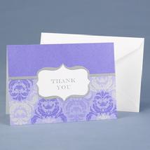 20624 Purple Damask and Crest Thank You Cards