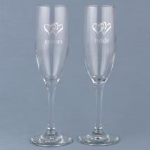 52107 Linked Heart Bride & Groom Champagne Toasting Flutes 