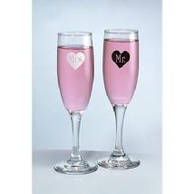87617 Mr and Mrs Heart Champagne Toasting Flutes 