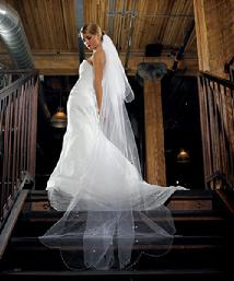 Two Tier Floor Length Veil with Beaded Scatter Design and Scallop Edge