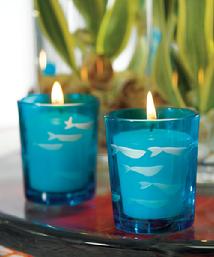 9045 Blue Fish Votive Candle Holders