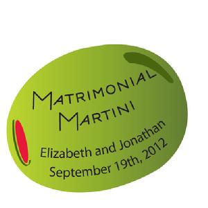 1090-22 Matrimonial Martini Personalized Olive Sticker