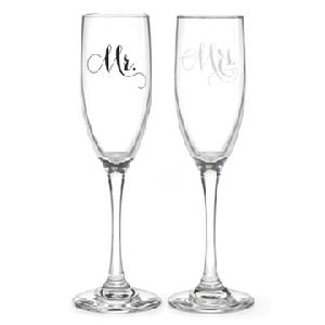 Mr and Mrs Elegant Toasting Flutes