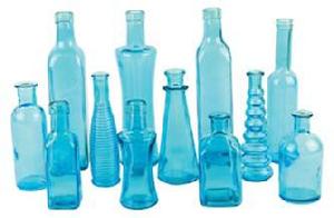 N3203BLU Blue Vintage Bottles