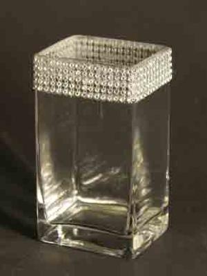 7 Inch Rhinestone Wrap Square Vase